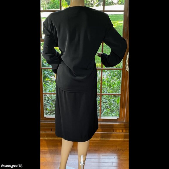 ▪️VTG▪️LIZ CLAIBORNE▪️2-Piece Black & White Sleeveless Maxi Dress & Jacket Set - Picture 2 of 8